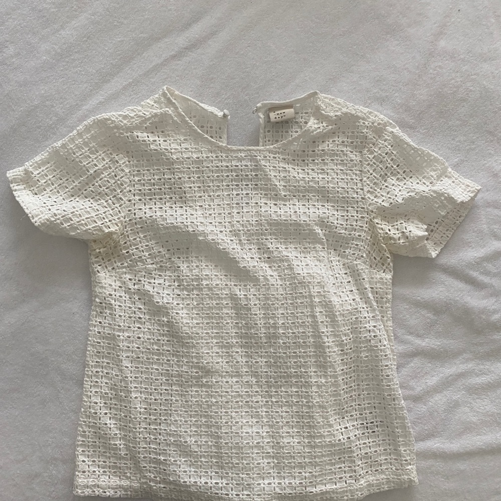White Grid Lace top